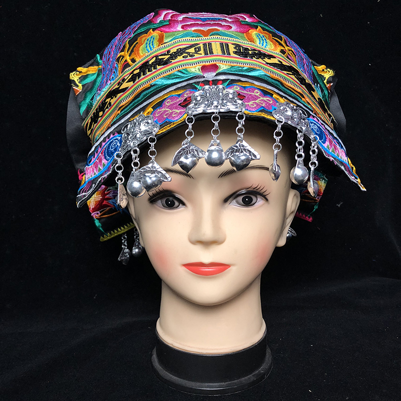 Miao Silver Accessories Headwear Head Pai Minority Embroidered Head Accessories Hat Stage Bouyi Group Play Out Accessories Accessories