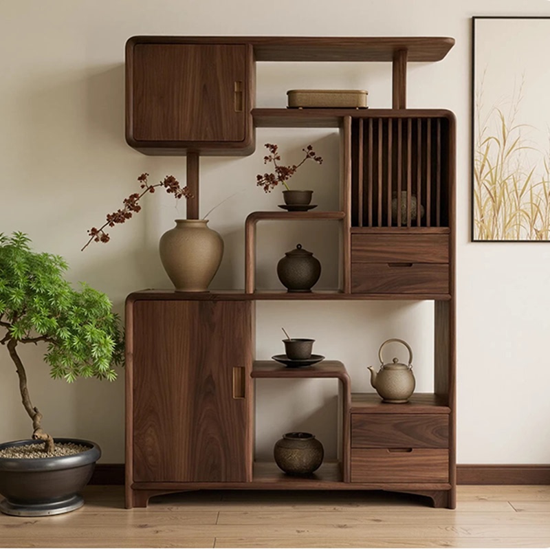 New Chinese-Style Black Walnut Solid Wood Display Cabinet 2026 New Song-Style Aesthetic Multi-Purpose Shelf Display Cabinet Storage Rack New Chinese-Style Black Walnut Solid Wood Display Cabinet 2026 New Song-Style Aesthetic Multi-Purpose Shelf Display Cabinet Storage Rack