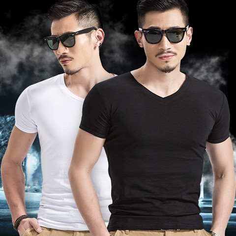 Men's Solid Color Tank Top, Summer Undershirt, Short-Sleeve Seamless V-Neck Thin Base Shirt, Loose Fit for Men, Old Man's Shirt