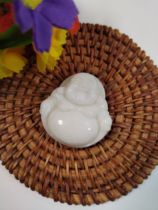 Lantian jade white jade large laughing Buddha jade pendant natural jade Buddha pendant pendant jade pendant height 36 width 33 free lanyard