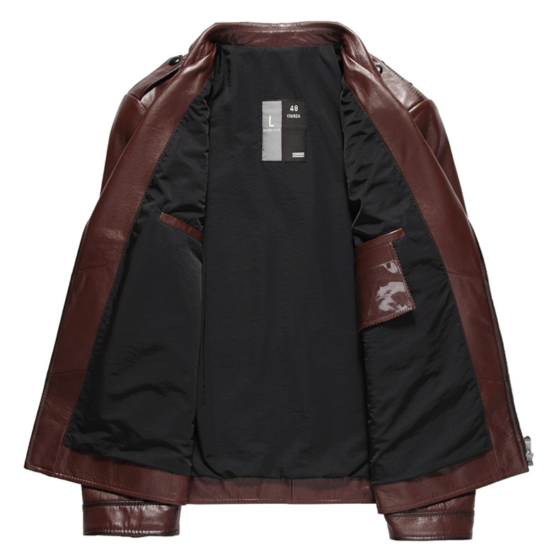 Hained leather leather new top layer leather nam mùa thu áo khoác trẻ trung đoạn ngắn Quần áo đẹp trai đi xe máy - Quần áo lông thú áo jacket nam