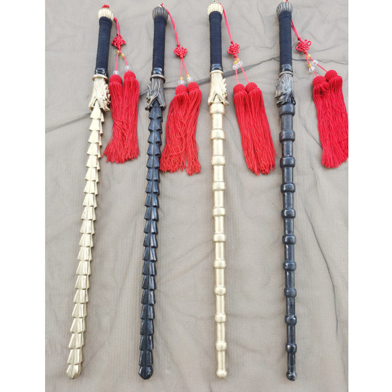 仿古实心钢鞭金色麦穗兵器秦琼打神鞭武术硬鞭竹节鞭