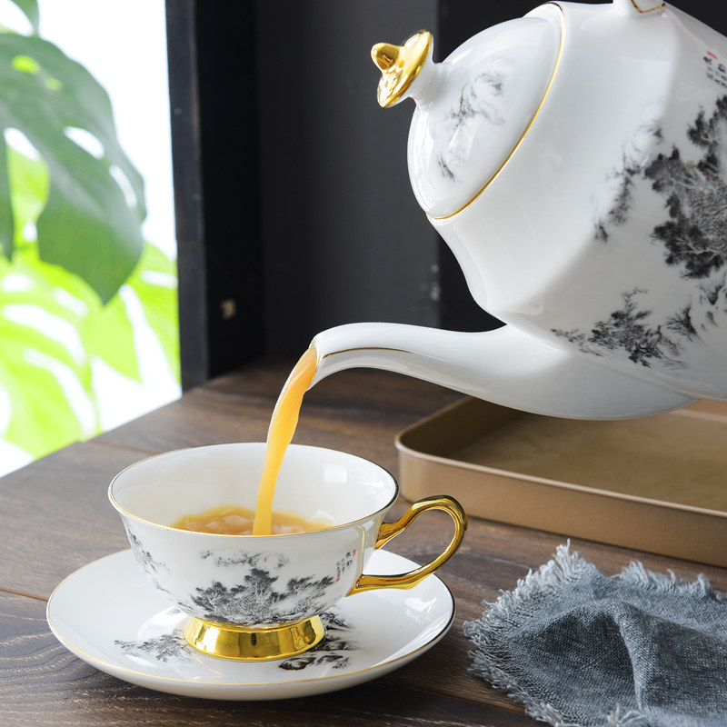 New Chinese ink bone china coffee cup Chinese style afternoon tea cup