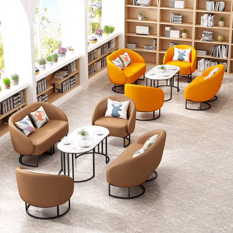 Round tea table sofa balcony one table and two chairs simple single backrest leisure area 4S store reception negotiation l net red