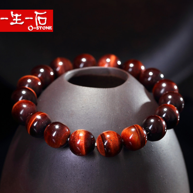 A lifetime of a stone red tiger eye stone hand-string male boomer hand Alchemo stone Buddha beads single lap to send boyfriend atmosphere 100 hitch