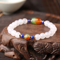 A stone natural white agate bracelet original lapis lazuli Peacock transfer bead jewelry bracelet gift for girlfriend