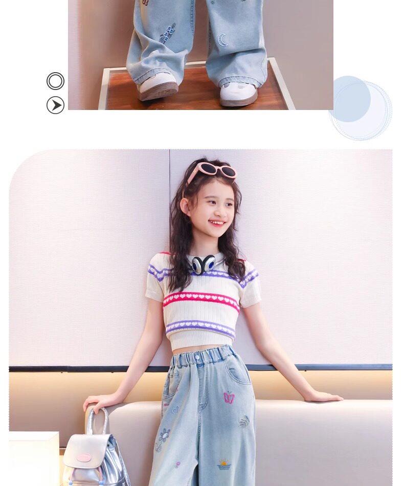 Джинсы детские 女童天丝牛仔裤2026新款夏装儿童夏季薄款裤子大童春秋阔腿裤长裤