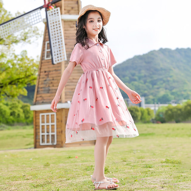 Girls' dress summer thin section 2023 new middle and big children's skirt summer net red little girl princess dress