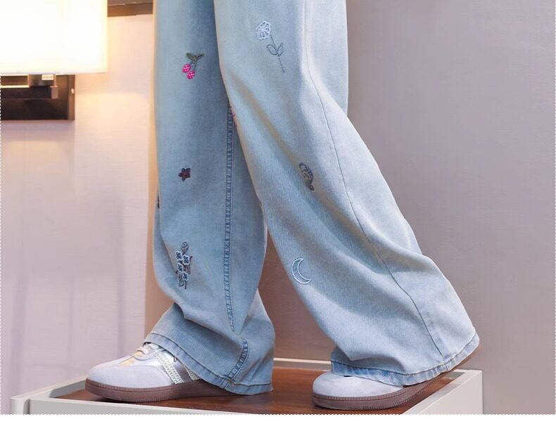 Джинсы детские 女童天丝牛仔裤2026新款夏装儿童夏季薄款裤子大童春秋阔腿裤长裤