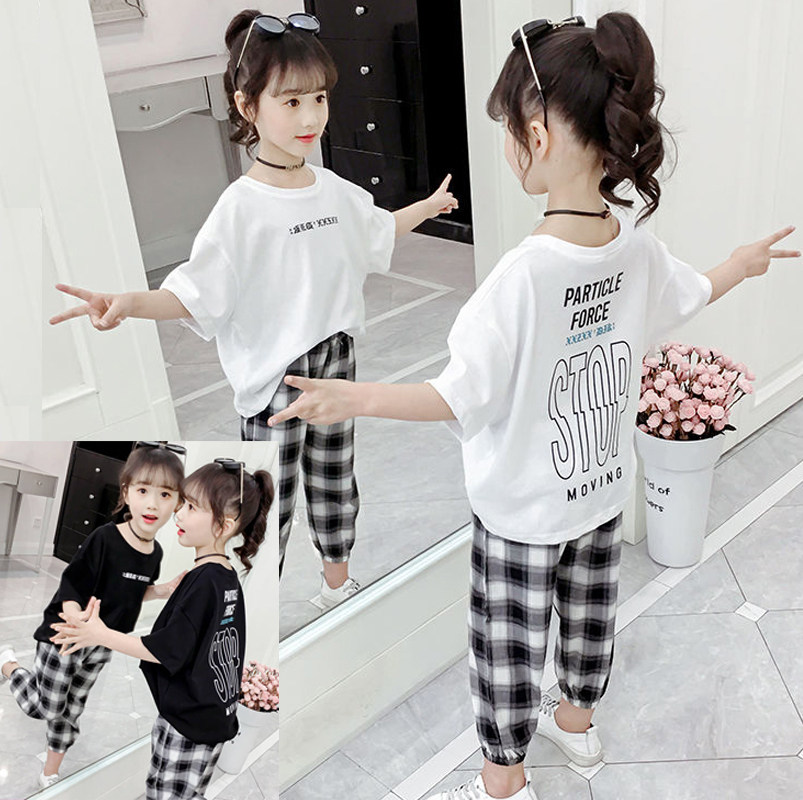 Girl Summer Dress 2022 New Trendy Net Red Suit 9-12 Year Old Great Boy Dress Spring Autumn Girl Foreign Pie Two Sets