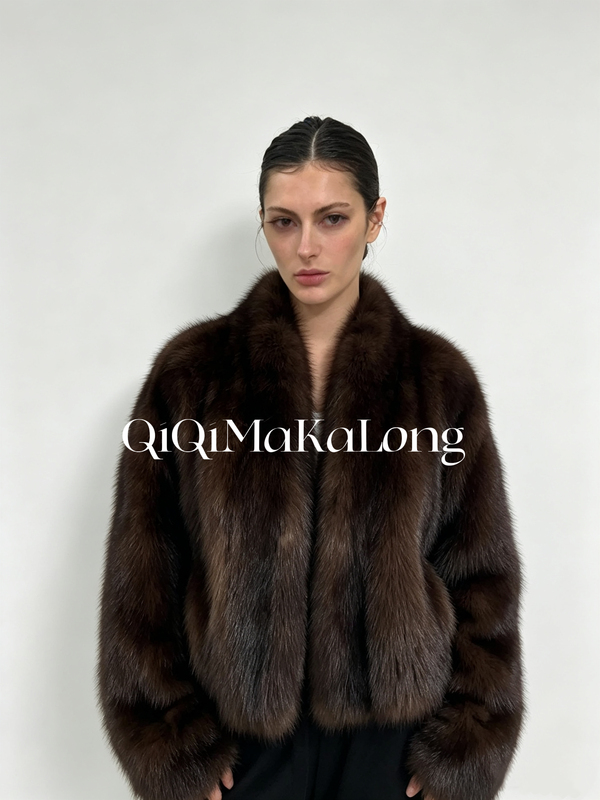 [Classic V Neck Luxury Choice] Russian Sable Gypsophila Farmer's Knife Whole Mink Whole Raw Leather Original Color