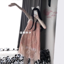 Wine wine peach scheming nap skirt soft sister sexy night dress female summer fun pajamas lace suspenders tease temptation