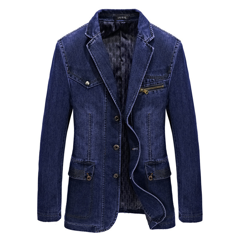 Denim Jacket Spring and Autumn New Casual Suit Men's Slim Fit Denim Suit Fashionable Business Korean Style Versatile Jacket