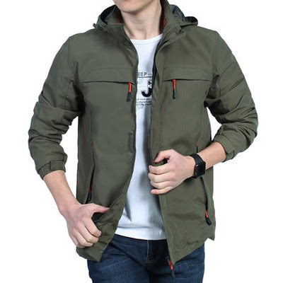 2022 spring and autumn new waterproof mid-length jacket men's outdoor leisure multi-bag large size tooling thin coat new