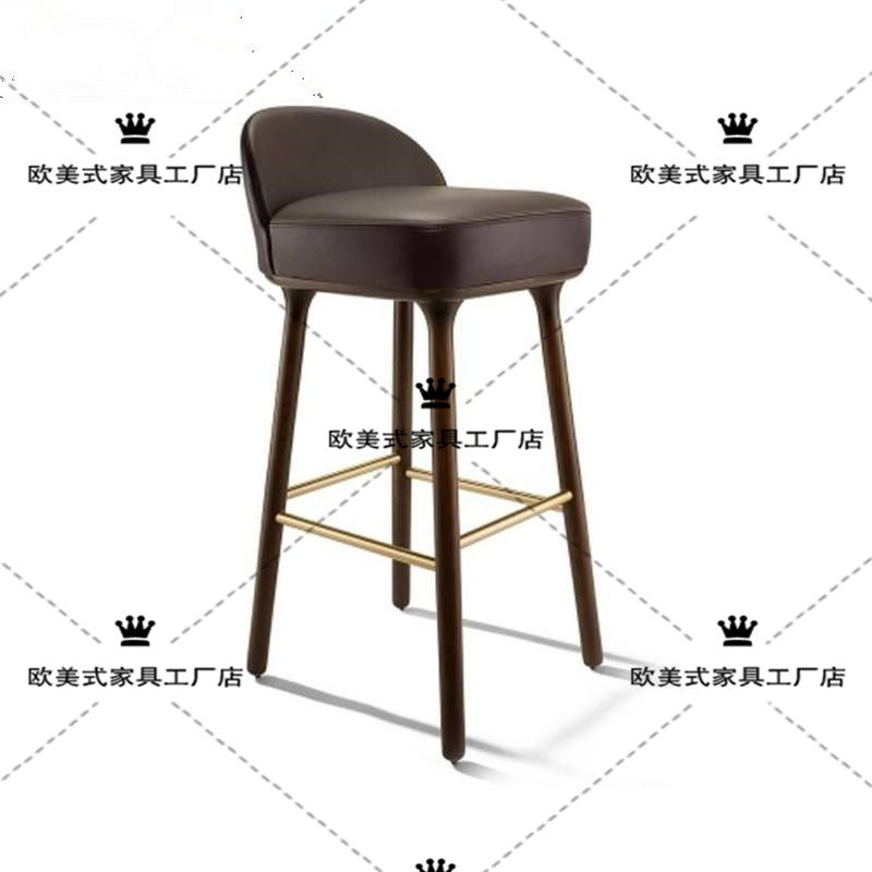 Nordic front desk chair Designer solid wood bar chair Bar stool American solid wood high chair Simple modern bar chair