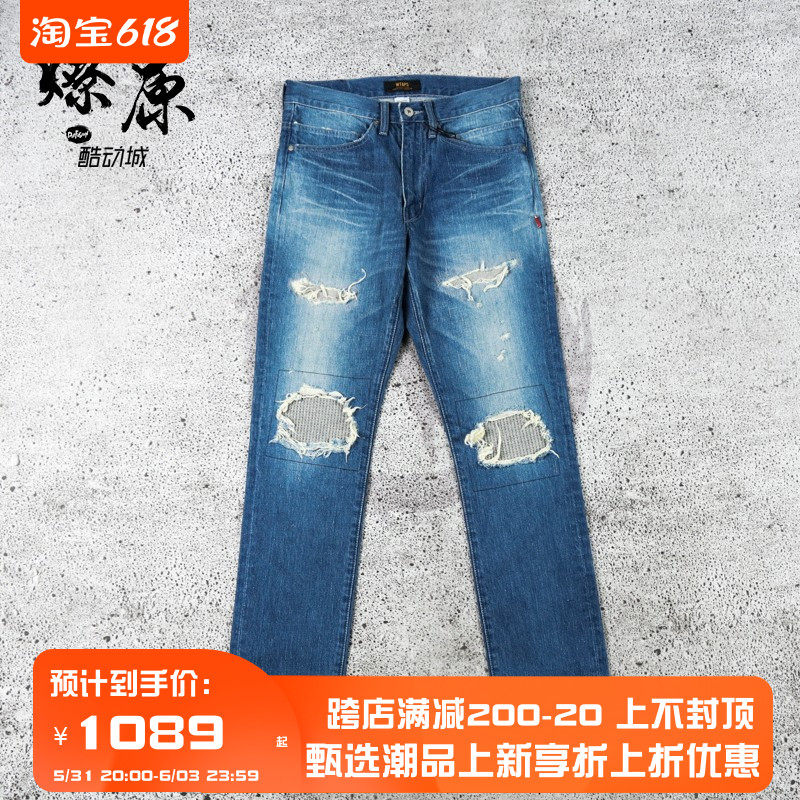 Original equipment WTAPS VERY SKINNY TRASH DENIM 16SS washed with washed-hole jeans
