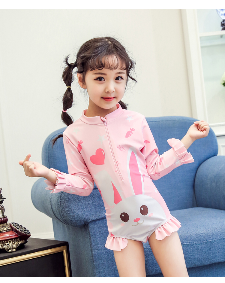 Đồ bơi trẻ em Cô gái trẻ em Kem chống nắng Xiêm dài tay Cô gái khô nhanh Cô bé bơi Bơi phụ nữ 1-3 - Bộ đồ bơi của Kid đồ bơi cho trẻ em