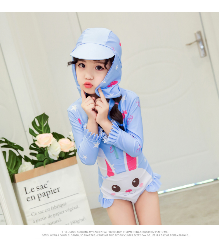 Đồ bơi trẻ em Cô gái trẻ em Kem chống nắng Xiêm dài tay Cô gái khô nhanh Cô bé bơi Bơi phụ nữ 1-3 - Bộ đồ bơi của Kid đồ bơi cho trẻ em