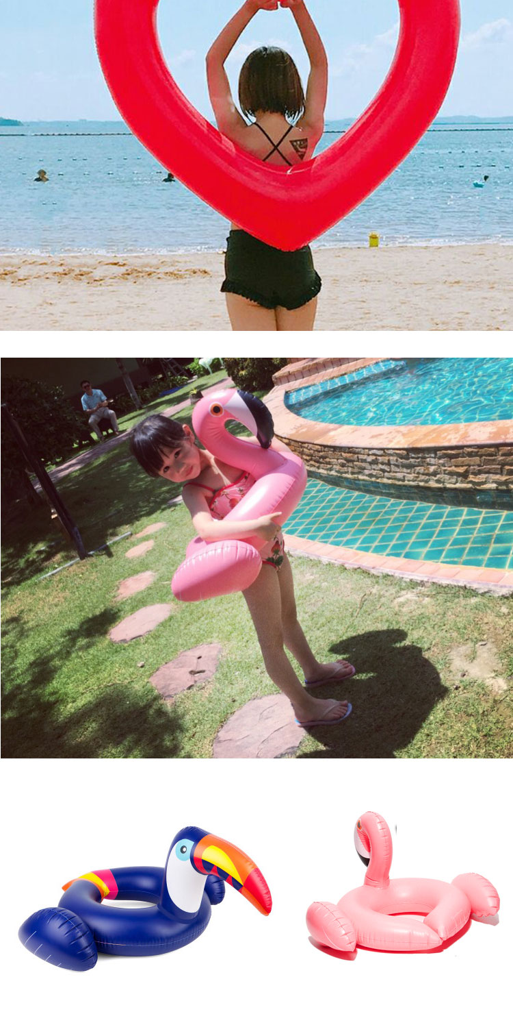 Trẻ em dễ thương bơi lap người lớn phụ nữ flamingo dứa dày bơi vòng bơm hơi nước squat ring phao hồng hạc