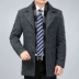 Mùa thu và mùa đông nam cashmere áo khoác nam trung niên phù hợp với cổ áo kinh doanh giản dị cộng với áo len len
