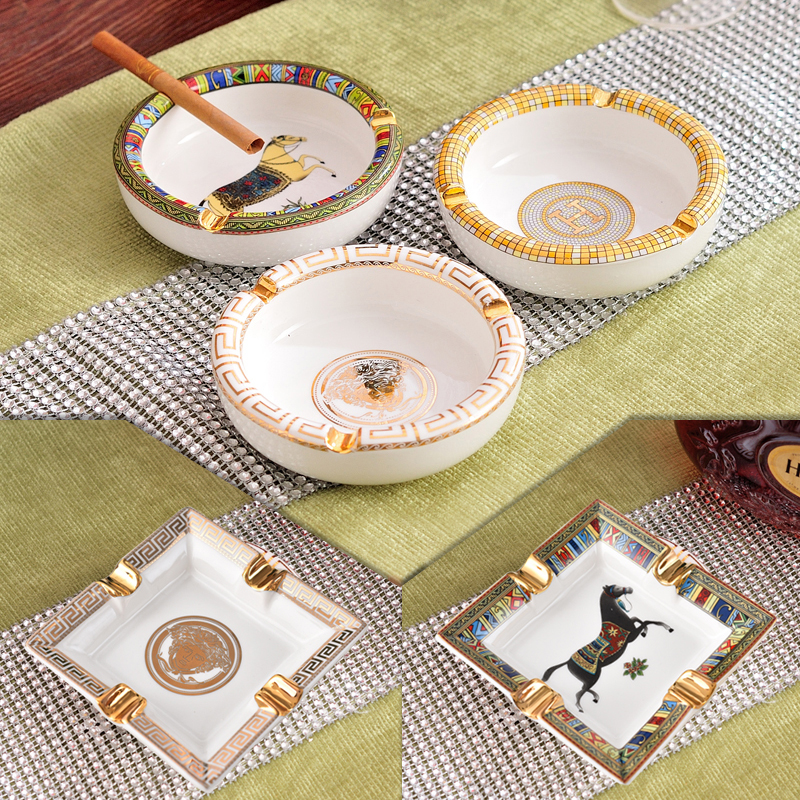 Eurostyle Ceramics Smoking Ash Trays High-end small number Living room Office Home Home New Chinese Decorative Pendulum gifts