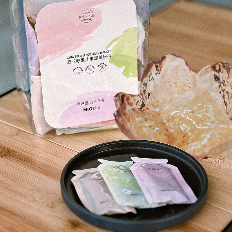 Nio Life Peach Green Lychee Chia Seed Juice Jelly Colorful Barrel Sweet and Sour Fruit