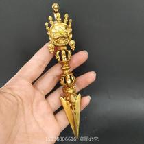 Collection of antiques and antiques antique solid imitation pure copper gilded horse-headed king Vajra pestle tantric magic weapon magic pestle