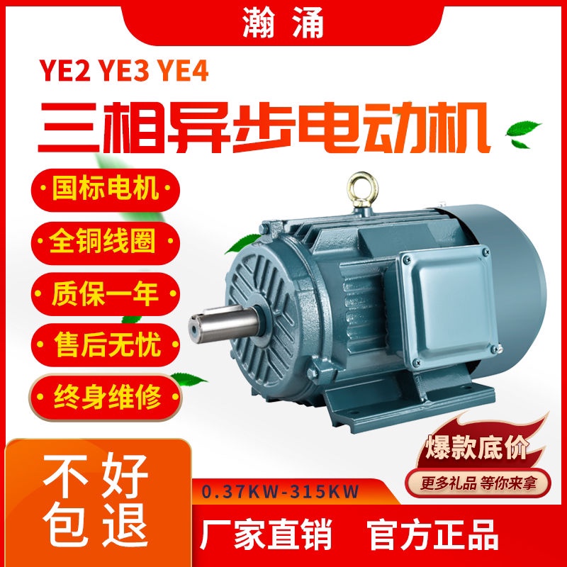 Three-phase motor Y100L1-4 2 2KW1 5 3 100L2-4 3KW full copper national standard YE2 motor 380V