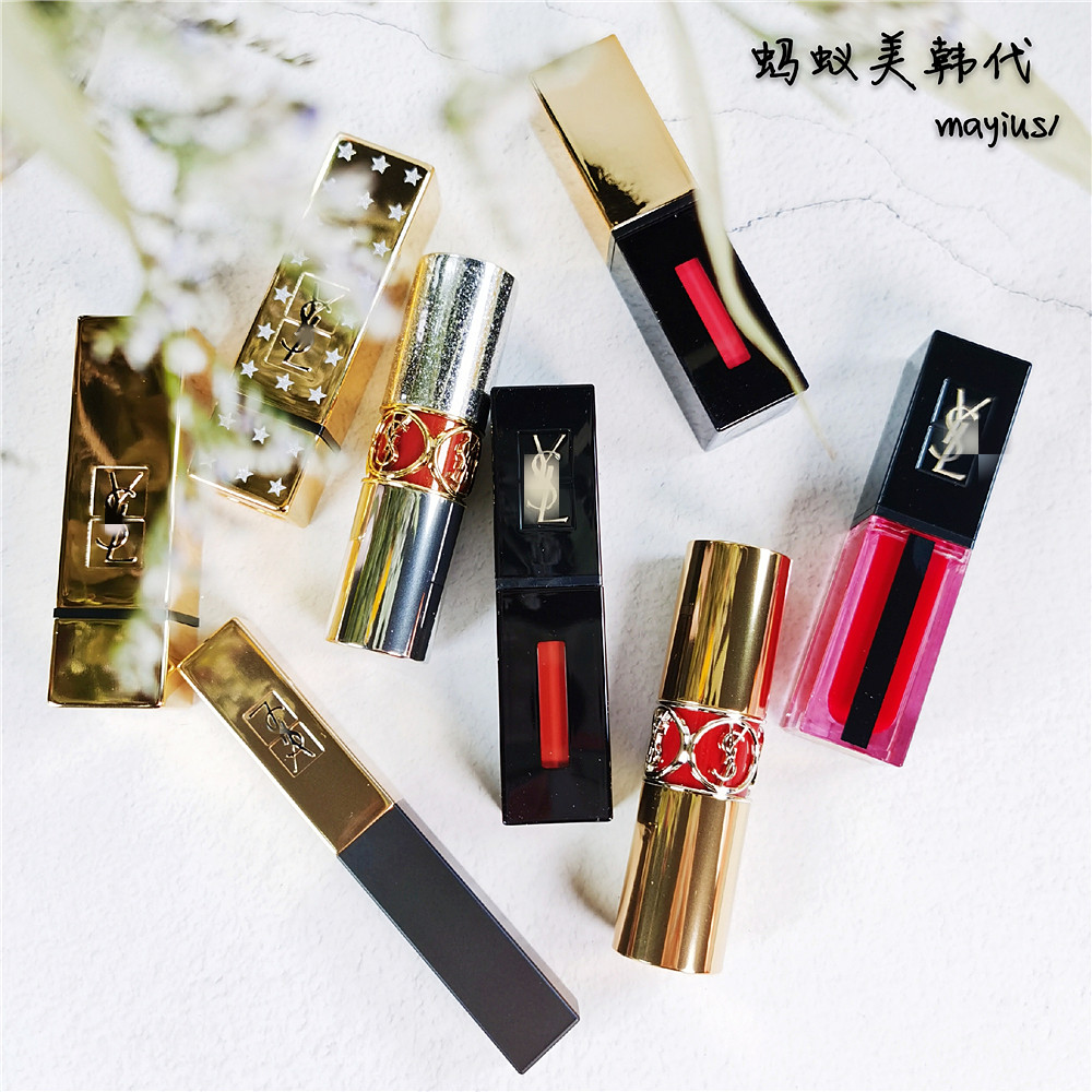 YSL Saint Laurent lipstick with red lipstick round tube square tube black tube frosted lip glaze Yang Shuilin 205102