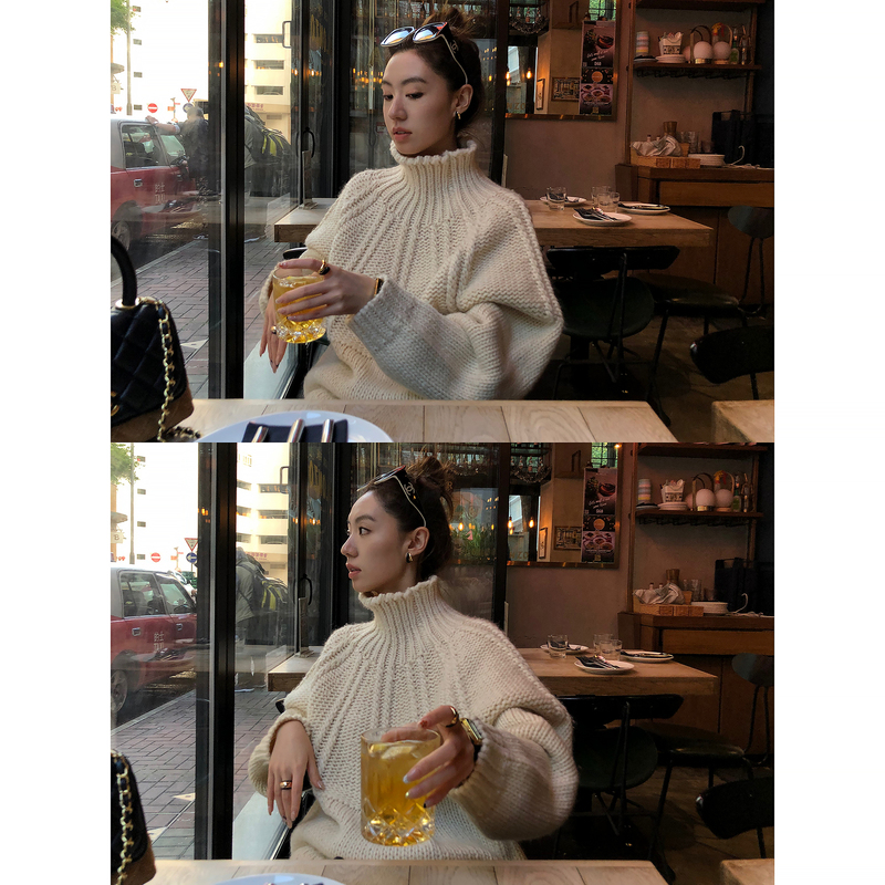 Gakee Official Beige Turtleneck Ribbed Wool Knit Sweater for Women, New Winter Thick Cable Knit Sweater Gakee Official Beige Turtleneck Ribbed Wool Knit Sweater for Women, New Winter Thick Cable Knit Sweater