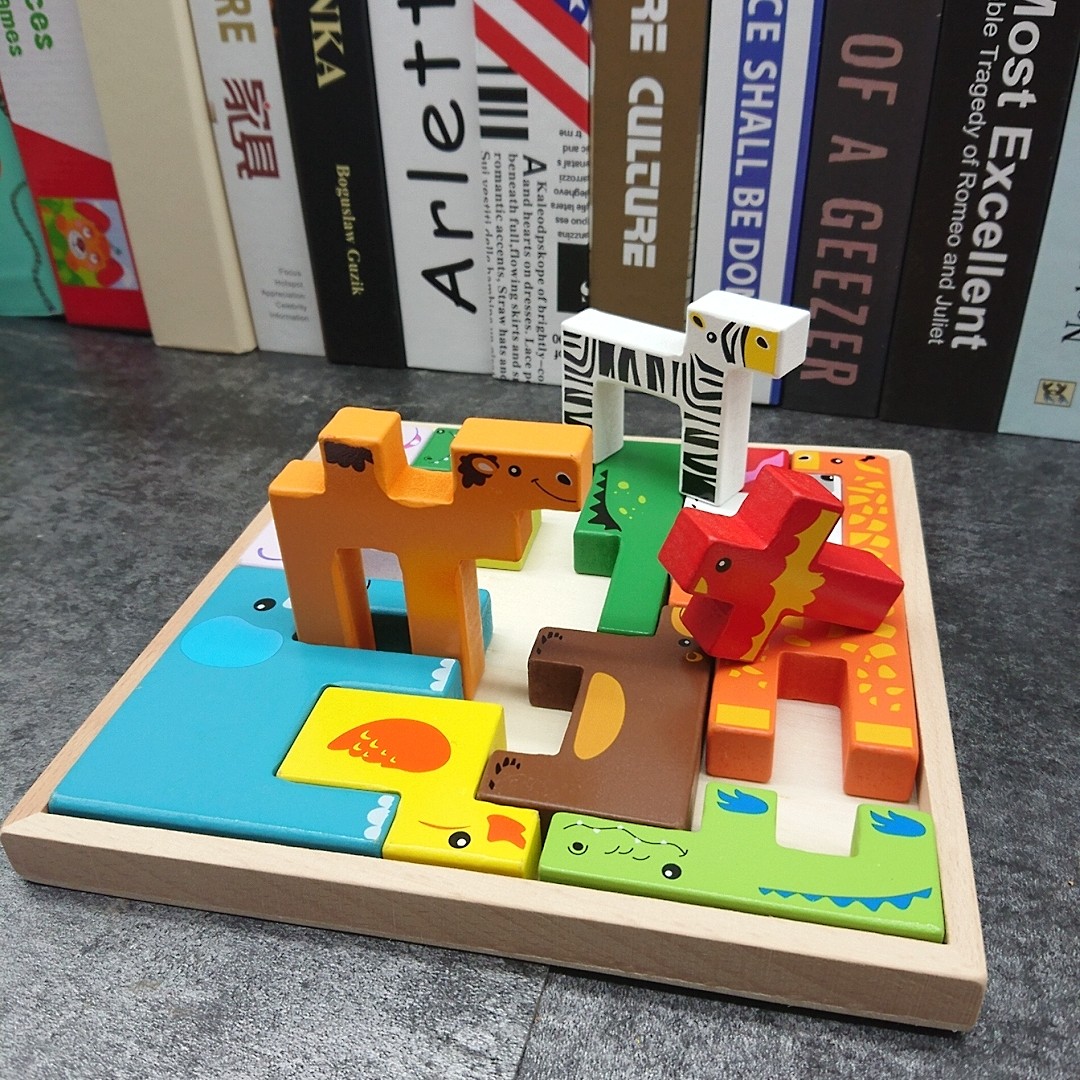 Children's puzzle building blocks Toys wood Russia Tetris Animals Cubism puzzle 2-3-6-year-old male baby girl-Taobao