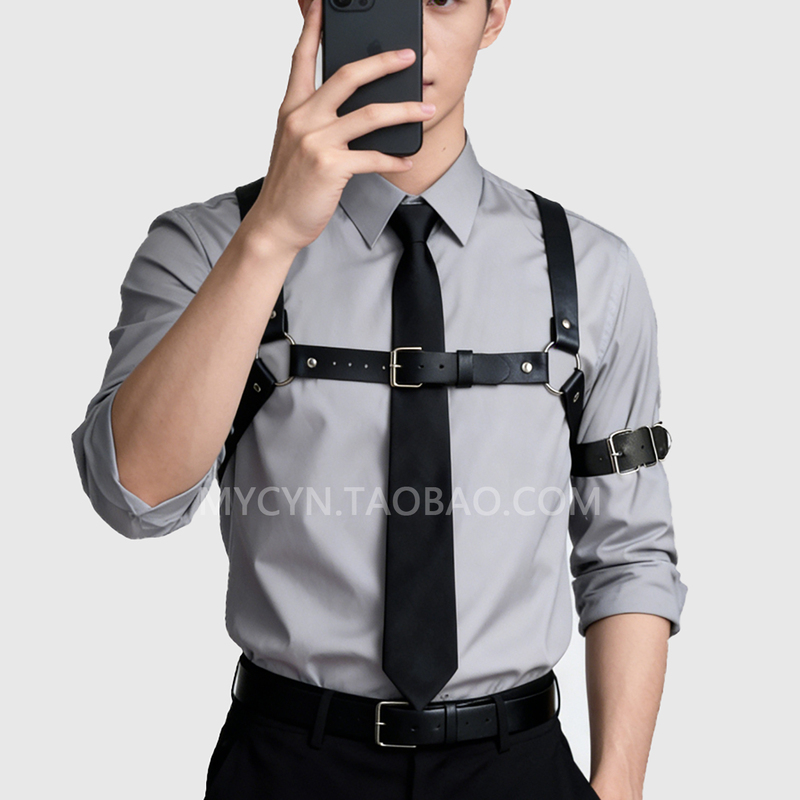 Abstinence-Style Leather Harness Chest Strap Male Group Male Model Formal Shirt Restraint Bondage Strap Two-Dimensional Cosplay Strap Accessories
