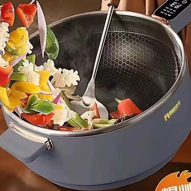 Mette Defei Electric Wok, Stainless Steel, Non-Stick, No Coating, Multi-Functional Steaming, Cooking, Stir-Frying All-In-One Pot, New Model