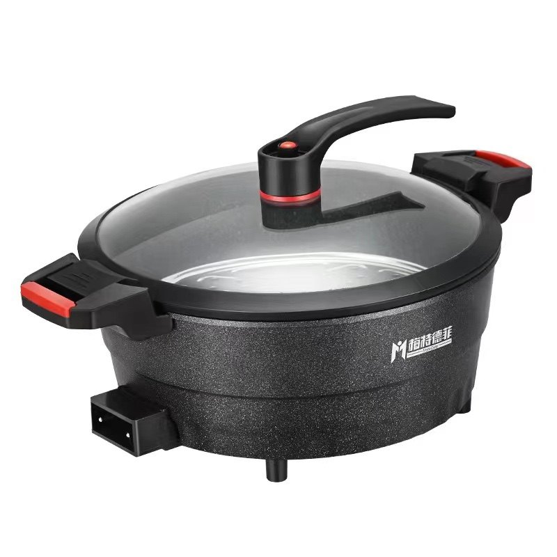 Mette Deffy Non-Stick Frying Pan Multi-Functional Electric Frying Pan Household Cooking Pan Maifan Stone Micro-Pressure Cooker Similar to Kuaishou Model