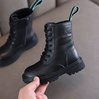 Martens, зимние кожаные утепленные детские короткие сапоги в английском стиле, из натуральной кожи