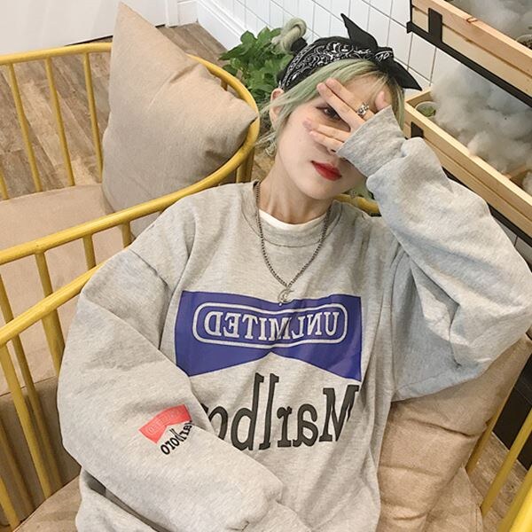 Autumn long-sleeved top women's Korean version of the tide loose and wild ulzzang Harajuku wind bf pullover student hooded sweater