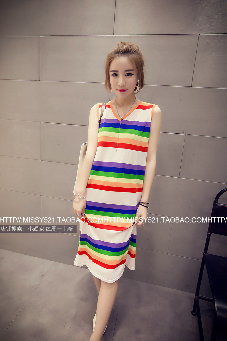 Bộ đồ ngủ mùa hè dành cho nữ mùa hè Phiên bản Hàn Quốc của các sinh viên dễ thương mới thả lỏng kích thước lớn tay ngắn phần dài dịch vụ tại nhà mùa hè váy sát nách