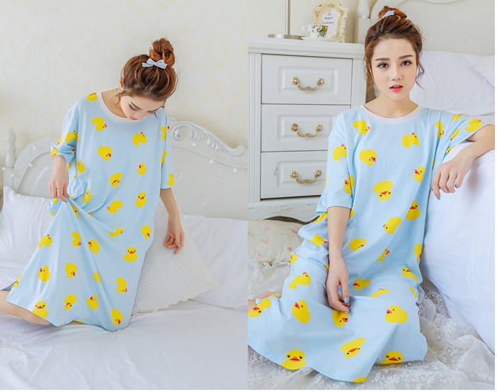 Phiên bản Hàn Quốc của váy ngủ nữ mùa hè cotton ngắn tay cotton gợi cảm ngắn tay chinchilla váy ngủ nhà dịch vụ đồ ngủ mùa hè váy mặc ở nhà
