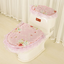 Four seasons new toilet three-piece lace fabric zipper toilet cushion cushion seat cushion toilet cover universal