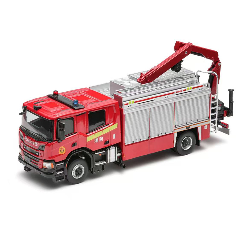 Maxidi 1:64 Scania Emergency Rescue Fire Truck Alloy Car Model Static Collection Ornament