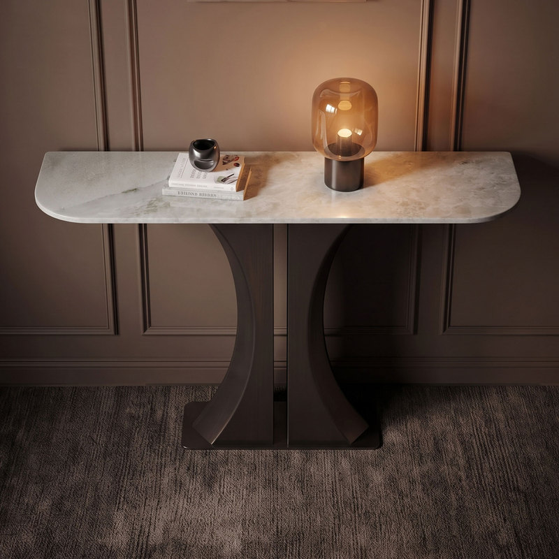 Light Luxury Entryway Table, Hallway Console Table, Marble High-End Narrow Table Against the Wall, Modern Villa Minimalist Style Light Luxury Entryway Table, Hallway Console Table, Marble High-End Narrow Table Against the Wall, Modern Villa Minimalist Style