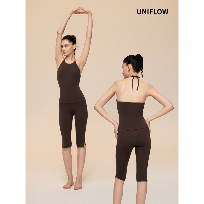 Uniflow Kendall Jenner Style High-Waisted Butt-Lifting No Awkward Line Capri Yoga Pants Pilates Sports Shorts