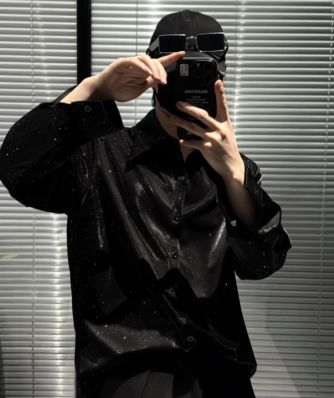 Mr. Hai's 2025 Spring New Fashion Sequined Casual Versatile Loose Long-Sleeved Baby's Breath Shirt Jacket Trendy