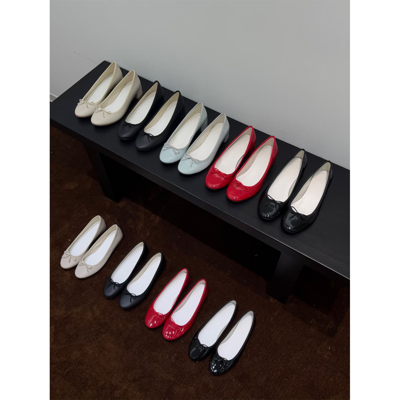 Lala Laa Is a Hit on the Market! Genuine Leather Soles! 26Ss Summer New Collection of Bow-Tie Shallow Ballet Flats