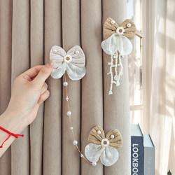 Small Fresh Curtain Decorative Accessories Handmade Bow Pearl Gauze Curtain Decoration Accessible Luxury High-End Pin Style Curtain Buckle