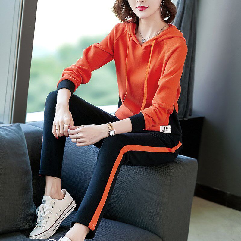 Hong Kong Casual Sportswear Suit Women's Autumn Winter 2020 New Korean Version Thickened Thick Cotton T Fashion Two Sets Eben