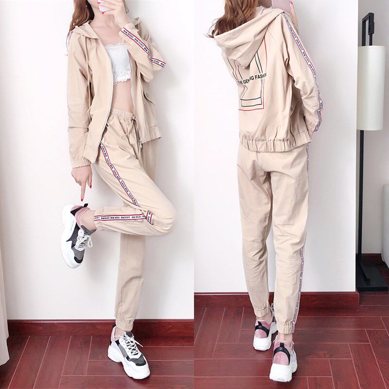 Hong Kong autumn casual sportswear suit women 2019 new student sweater fashion two-piece tide
