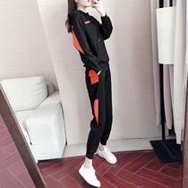 Hong Kong Sport Suit Womens Fashion 2020 Autumn New Foreign Hip Hop Korean Style Hooded Sweatshirt Two-piece Set