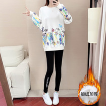 Hong Kong Sport Casual Suit Womens 2021 New Korean Style Fashion Loose Western Style Thickened Sweatshirt Two-piece Set