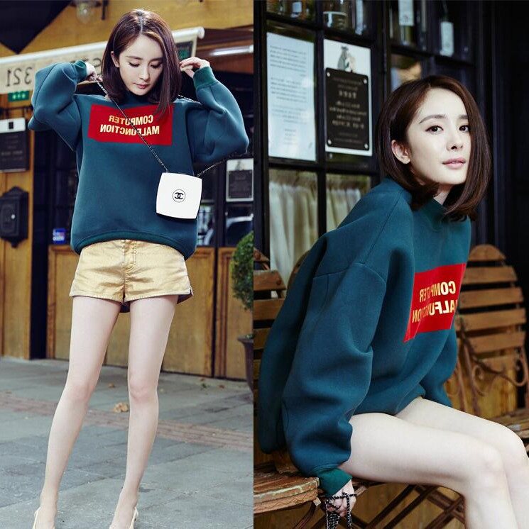 Hong Kong Tide Card 2020 Autumn Winter New Women Dress Yang Power Covet Plus Suede Thickened Loose Sleeve Head Casual Blouse